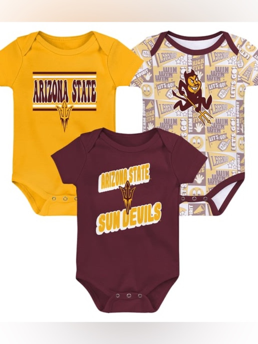 Arizona State Sun Devils Kids One-Piece Bodysuit Set - Maroon & Gold
